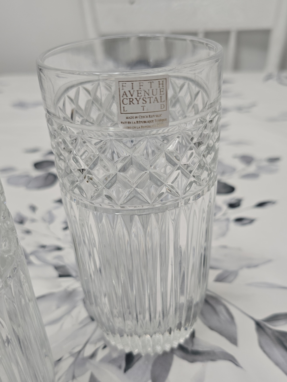 Fifth Avenue LTD Set Of 3 Crystal High Ball Glasses Diamond Rib Czech Republic - Picture 6 of 15